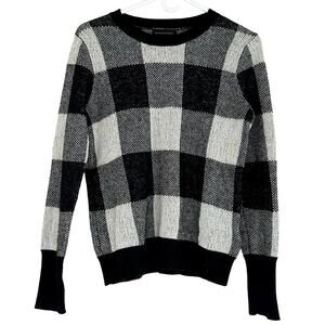 Banana Republic Buffalo check crewneck sweater knit rustic winter holiday XS